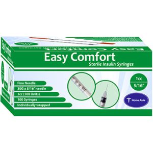 Easy Comfort Insulin Syringes - 30G 1 cc 5/16" 100/bx