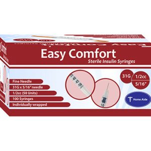 Easy Comfort Insulin Syringes - 31G 1/2 cc 5/16" 100/bx