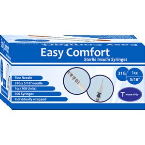 Easy Comfort Insulin Syringes - 31G 1 cc 5/16" 100/bx