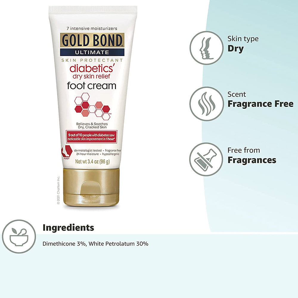 Gold Bond Ultimate Diabetics’ Dry Skin Relief Foot Cream - 3.4 oz. - Image 3