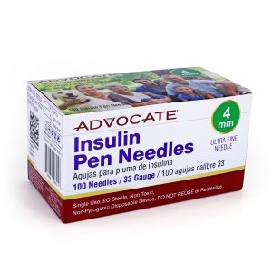 Advocate Insulin Pen Needles - 4mm 33G 100/BX