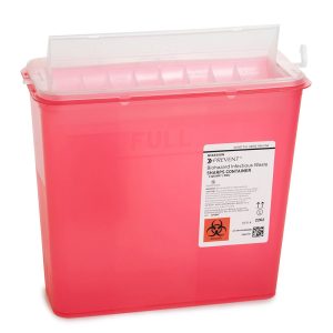 McKesson Prevent® Translucent Red Sharps Container - 5 Quart (1.25 Gallon), Horizontal Entry