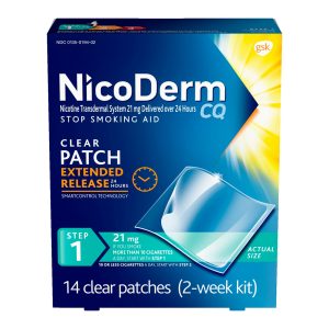 NicoDerm CQ Nicotine Patch, Clear, Step 1 to Quit Smoking, 21mg, 14 Count