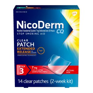 NicoDerm CQ Nicotine Patch, Clear, Step 3 to Quit Smoking, 7mg, 14 Count