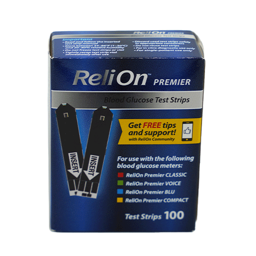 ReliOn Premier Blood Glucose Test Strips - 100 Count