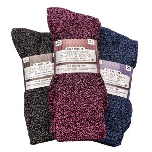 Soft Twisted Yarn Diabetic Crew Socks - 4 Pack