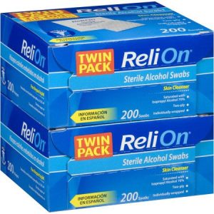 ReliOn Sterile Alcohol Swabs - 200 Count (Pack of 2)