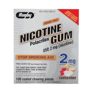 Rugby Sugar Free Nicotine Polacrilex Gum - 2mg - Coated Fruit - 100 Pieces